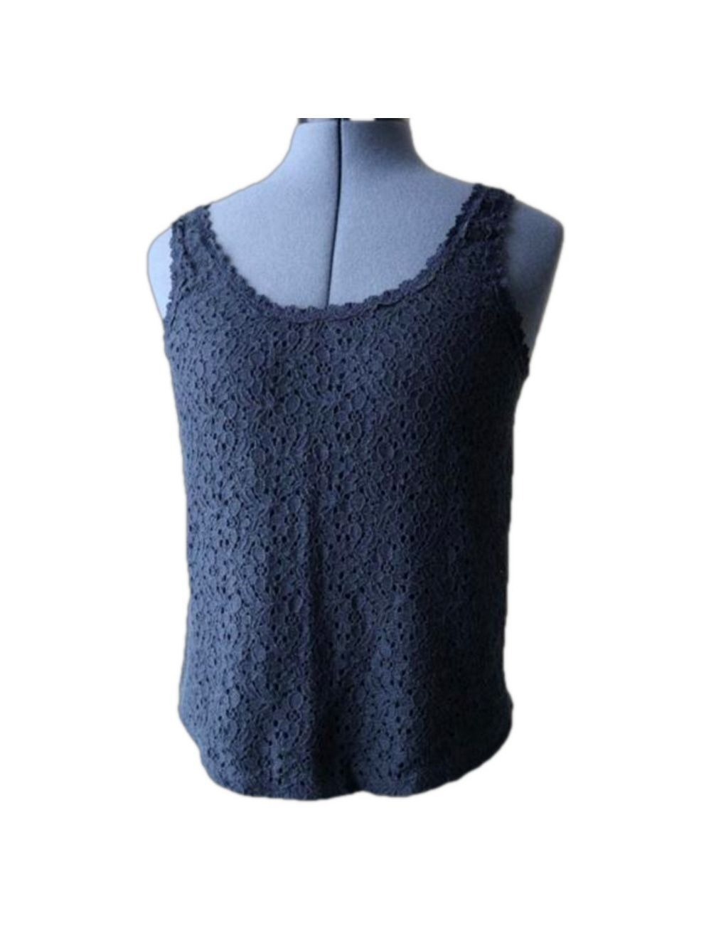 Hollister Navy Blue Lace Front Tank Top Medium